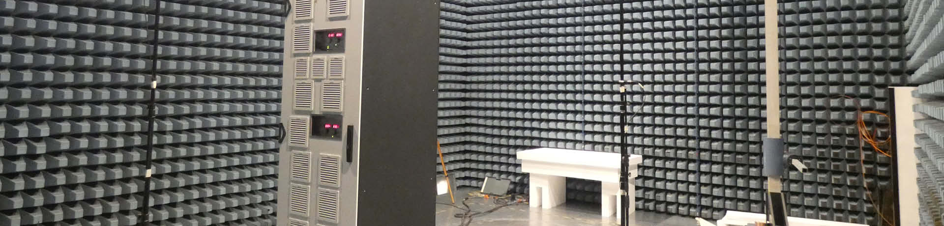 An acoustic power test in an anechoic chamber