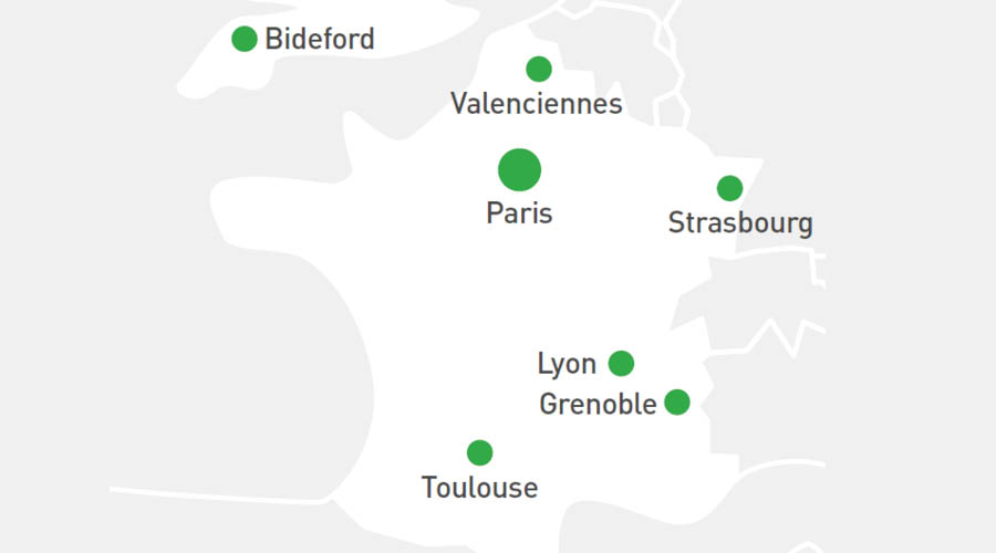 Sopemea's locations in France and in the UK